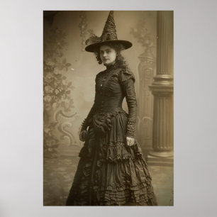 Póster Estilo de retrato de sepia de bruja victoriana 2