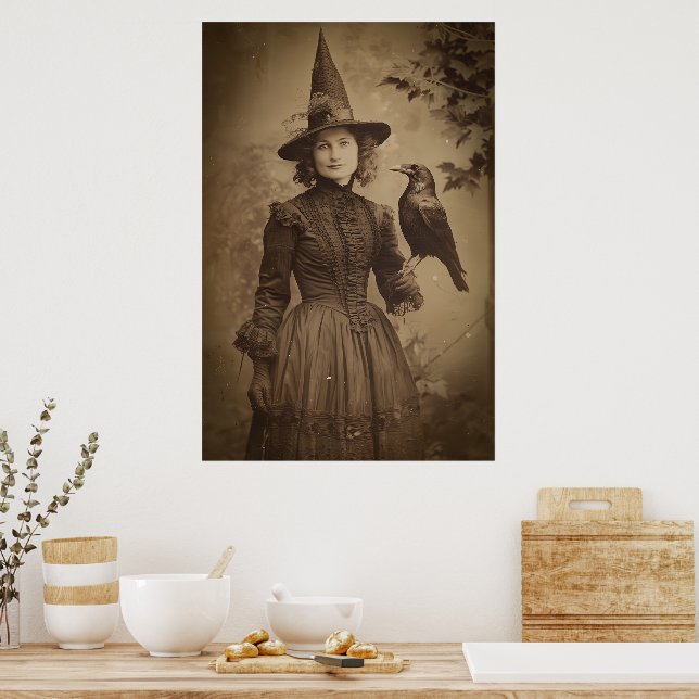 Póster Estilo de retrato de sepia de bruja victoriana 5 (Cocina)