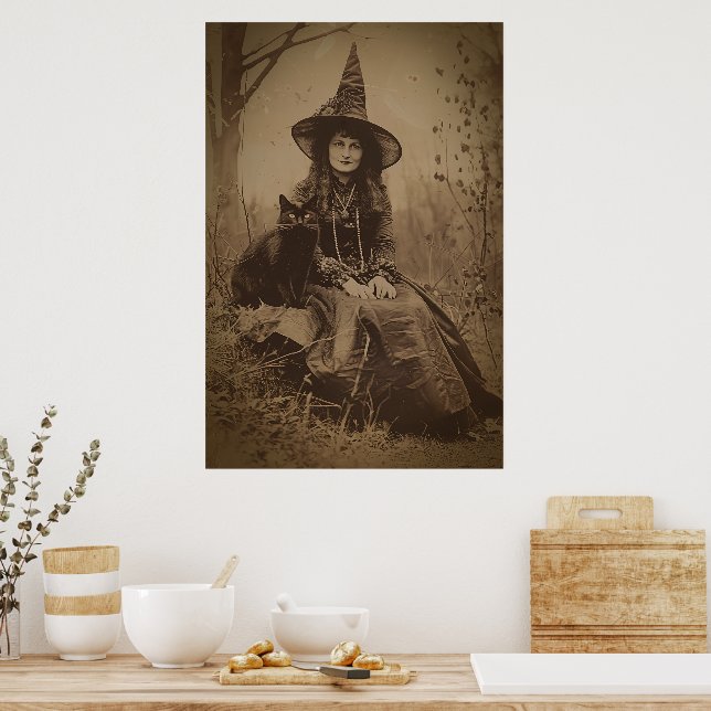 Póster Estilo de retrato de sepia de bruja victoriana 6 (Cocina)