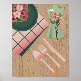 Póster estilo de servicio de mesa para la cocina