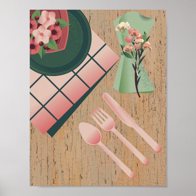 Póster estilo de servicio de mesa para la cocina (Frente)