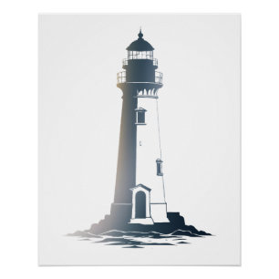 Póster Estilo de silicio de Ilustracion marino de faro