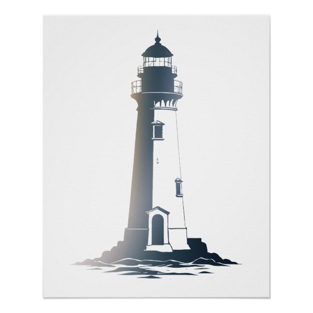 Póster Estilo de silicio de Ilustracion marino de faro (Anverso)