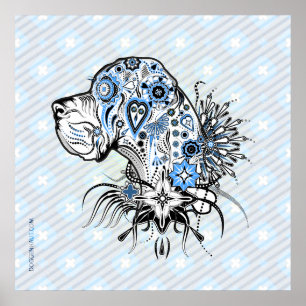 Póster Estilo de tatuaje Gran Danés Alemán