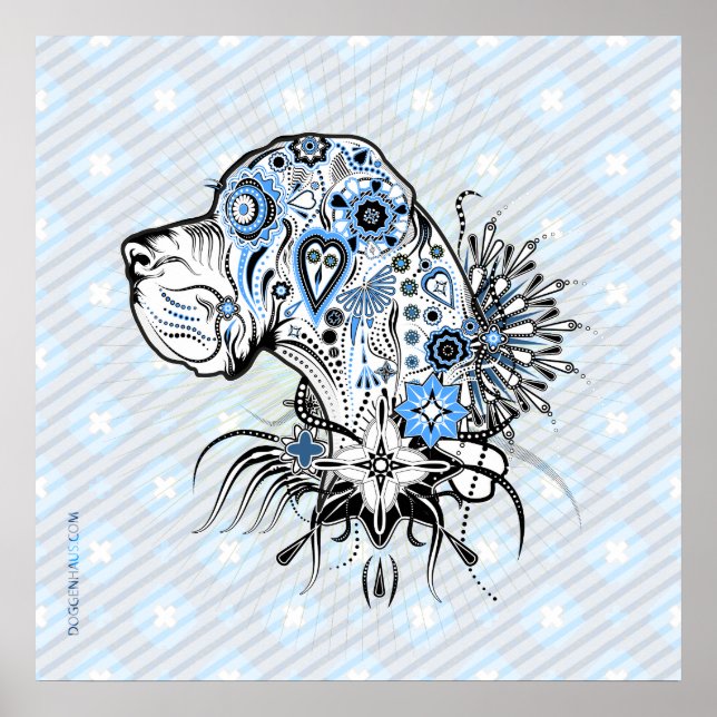 Póster Estilo de tatuaje Gran Danés Alemán (Frente)