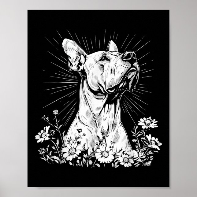 Póster Estilo de tatuaje largo de gran dano perro retro _ (Frente)