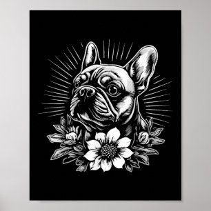 Póster Estilo de tatuaje retro Bulldog francés Perro aman