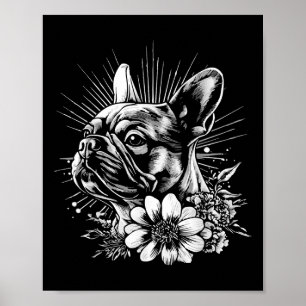 Póster Estilo de tatuaje retro de perro de Bulldog francé