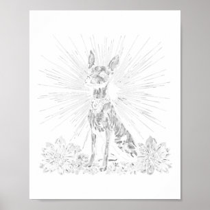 Póster Estilo de tatuaje retro femenino Xoloitzcuintli Pe