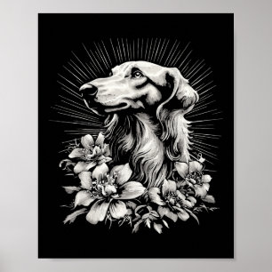 Póster Estilo de tatuaje retro Lover de perro de Borzoi