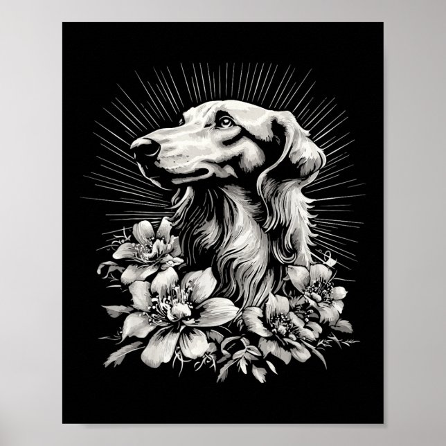 Póster Estilo de tatuaje retro Lover de perro de Borzoi (Frente)