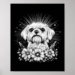 Póster Estilo de tatuaje retro Perro maltés amante _1