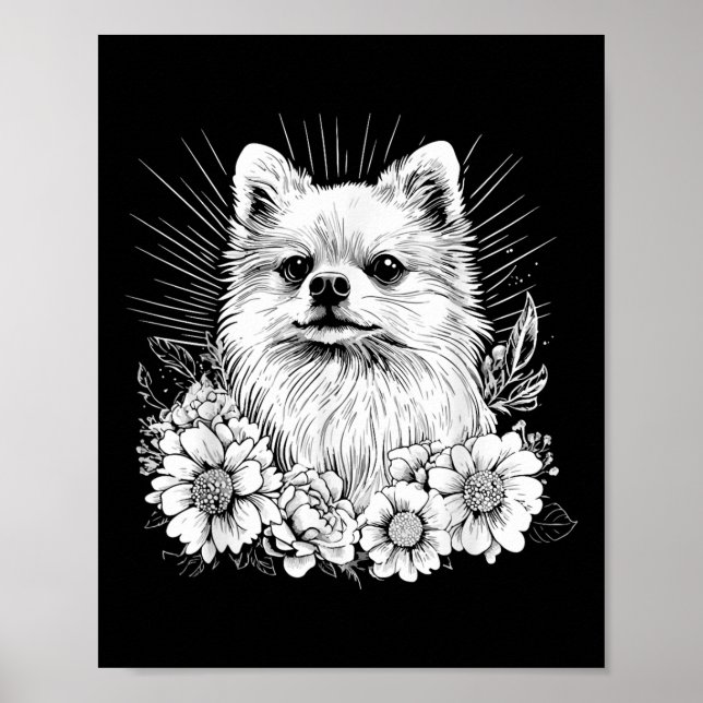 Póster Estilo de tatuaje retro Perro Pomerania Lover (Frente)