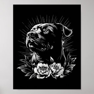 Póster Estilo de tatuaje retro Rottweiler Perro Lover