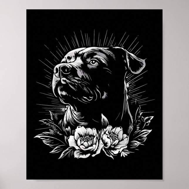 Póster Estilo de tatuaje retro Rottweiler Perro Lover (Frente)