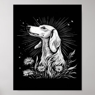 Póster Estilo de tatuaje retro saluki