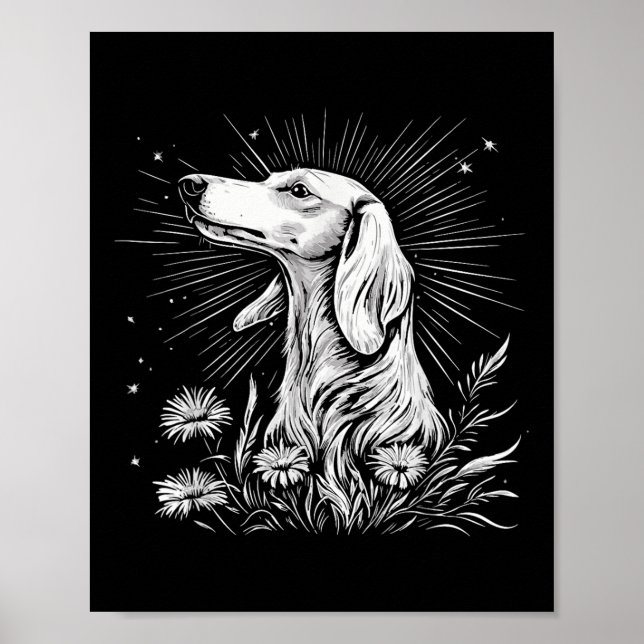 Póster Estilo de tatuaje retro saluki (Frente)