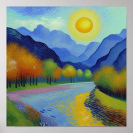 Póster Estilo de Van Gogh paisajista