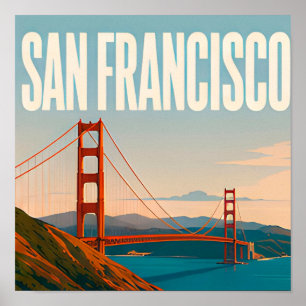 Póster ❤️ Estilo de viaje de San Francisco Golden Gate ❤️