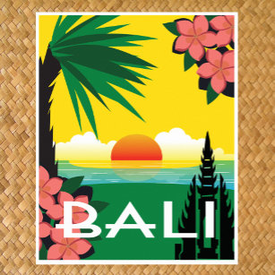 Póster Estilo de viaje vintage de Bali Indonesia