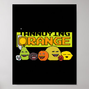 Póster Estilo de videojuego naranja de 8 bits