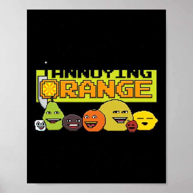 Póster Estilo de videojuego naranja de 8 bits (Frente)