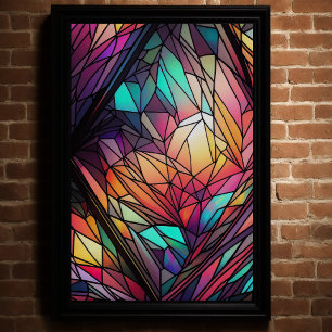 Póster Estilo de vidrio manchado de color de agua abstrac