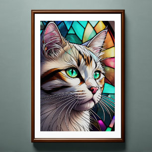Póster Estilo de vidrio manchado de color de agua Cat 2:3