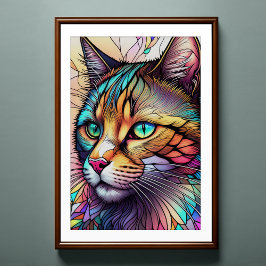 Póster Estilo de vidrio manchado de color de agua Cat II