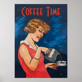 Póster Estilo de vintage de tiempo de café, agregar texto