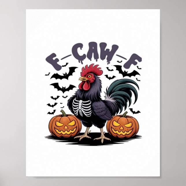 Póster Estilo divertido gótico cuervo humor F Caw F (Frente)