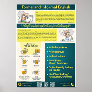 Póster Estilo formal e informal en inglés