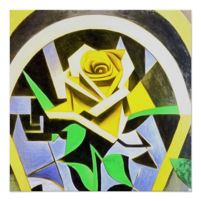 Póster Estilo Geométrico Rosa Amarillo Con Art Deco (Anverso)