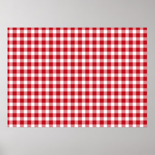 Póster Estilo Gingham rojo y blanco