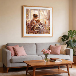 Póster Estilo impresionista de madre e hijo