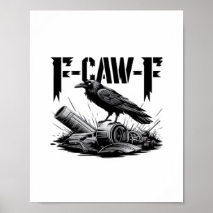 Póster Estilo informal gótico divertido F Caw F Cuervo