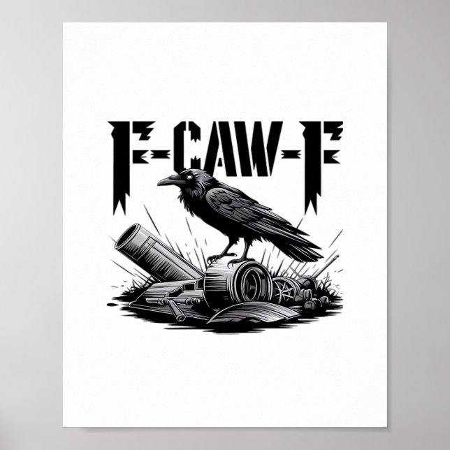 Póster Estilo informal gótico divertido F Caw F Cuervo (Frente)