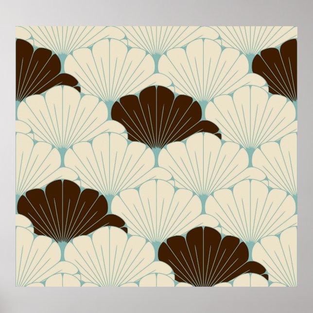 Póster Estilo japonés mosaico azul (Frente)