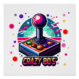 Póster estilo loco de los 80 al viejo estilo
