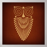 Póster Estilo marrón rústico antiguo de búho Art Deco<br><div class="desc">Presenta una impresión vintage con un diseño de ilustracion Art Deco owl con obras de arte antiguas ilustradas sobre un fondo rústico de papel marrón. Perfecto para los amantes de los ilustraciones de aves antiguas y del arte vintage. En nuestra tienda de zazzle de la atmósfera vintage encontrará diseños de...</div>