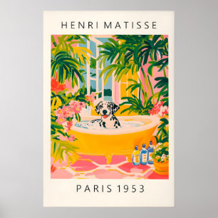 Póster Estilo Matisse Dálmata Baño Imprimir Divertido Bañ
