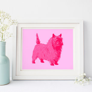 Póster Estilo moderno Cairn Terrier rosa