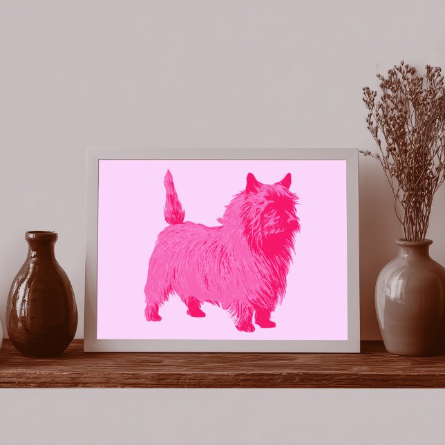 Póster Estilo moderno Cairn Terrier rosa (Modern Style Pink Cairn Terrier Poster)