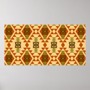 Póster Estilo navajo étnico tribal geométrico sin costura