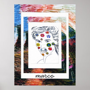 Póster Estilo Peter Max pintura original firmada