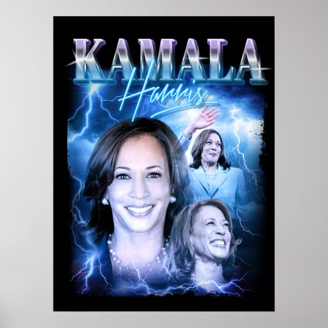 Póster Estilo Retro 90 de Kamala Harris (Frente)