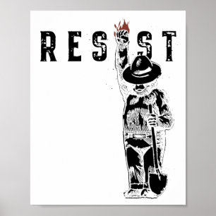 Póster Estilo retro alterado gráfico del oso de resistenc