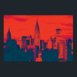 Póster Estilo retro azul rojo punteado Pop Art Nueva York<br><div class="desc">Retro Rojo Azul Nueva York Imagen de estilo antiguo del centro de Nueva York - Arte de Nueva York de estilo antiguo</div>