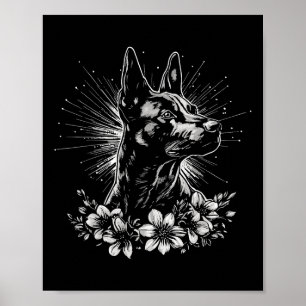 Póster Estilo retro belga malinois del perro amante del t