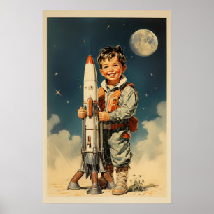 Póster Estilo retro de astronauta